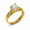 Anillo Multi Piedra 01.282.0030 Oro Laminado, Diseño de Corazón, con Zirconia Cubica Blanca, Pulido, Tono Dorado (Talla Unica)