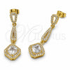Arete Largo 02.282.0139.1 Oro Laminado, Diseño de Cluster, con Micro Pave Blanca y Zirconia Cubica Blanca, Pulido, Tono Dorado