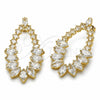 Arete Largo 02.282.0201 Oro Laminado, Diseño de Gota, con Zirconia Cubica Blanca, Pulido, Tono Dorado