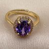 Anillo Multi Piedra 01.282.0026.1 Oro Laminado, Diseño de Cluster, con Zirconia Cubica Blanca y Amatista, Pulido, Tono Dorado (Talla Unica)
