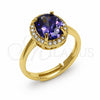 Anillo Multi Piedra 01.282.0026.1 Oro Laminado, Diseño de Cluster, con Zirconia Cubica Blanca y Amatista, Pulido, Tono Dorado (Talla Unica)