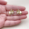 Arete Dormilona 02.282.0207 Oro Laminado, Diseño de Gota, con Zirconia Cubica Blanca y Micro Pave Blanca, Pulido, Tono Dorado