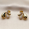 Arete Dormilona 02.282.0207 Oro Laminado, Diseño de Gota, con Zirconia Cubica Blanca y Micro Pave Blanca, Pulido, Tono Dorado
