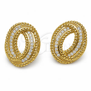 Arete Dormilona 02.282.0209 Oro Laminado, Diseño de Nudo, con Zirconia Cubica Blanca, Pulido, Tono Dorado
