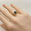 Anillo Multi Piedra 01.282.0036 Oro Laminado, Diseño de Infinito, con Zirconia Cubica Negro y Blanca, Pulido, Tono Dorado (Talla Unica)