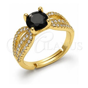Anillo Multi Piedra 01.282.0036 Oro Laminado, Diseño de Infinito, con Zirconia Cubica Negro y Blanca, Pulido, Tono Dorado (Talla Unica)