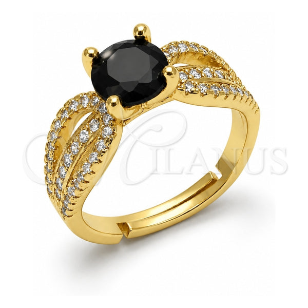 Anillo Multi Piedra 01.282.0036 Oro Laminado, Diseño de Infinito, con Zirconia Cubica Negro y Blanca, Pulido, Tono Dorado (Talla Unica)