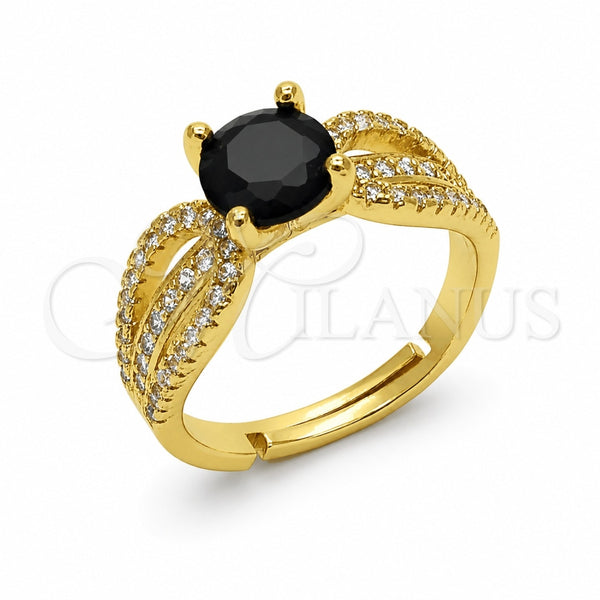Anillo Multi Piedra 01.282.0036 Oro Laminado, Diseño de Infinito, con Zirconia Cubica Negro y Blanca, Pulido, Tono Dorado (Talla Unica)