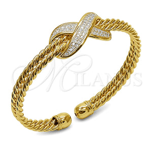 Aro Individual 07.282.0109 Oro Laminado, Diseño de Infinito, con Zirconia Cubica Blanca, Pulido, Tono Dorado (Grosor 06.3 MM, Talla Unica)
