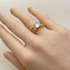 Anillo Multi Piedra 01.282.0036.1 Oro Laminado, Diseño de Infinito, con Zirconia Cubica Blanca, Pulido, Tono Dorado (Talla Unica)