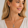 Juego de Arete y Dije de Adulto 10.342.0146.1 Rodio Laminado, Diseño de Puff Mariner, con Micro Pave Blanca, Pulido, Rodinado