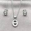 Juego de Arete y Dije de Adulto 10.342.0146.1 Rodio Laminado, Diseño de Puff Mariner, con Micro Pave Blanca, Pulido, Rodinado