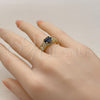 Anillo Multi Piedra 01.282.0037 Oro Laminado, Diseño de Corazón y Cluster, con Zirconia Cubica Negro y Blanca, Pulido, Tono Dorado (Talla Unica)