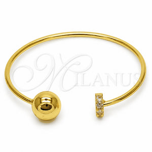 Aro Individual 07.282.0115 Oro Laminado, Diseño de Bola, con Zirconia Cubica Blanca, Pulido, Tono Dorado (Grosor 02.4 MM, Talla Unica)