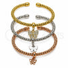 Aro Trio 07.282.0120 Oro Laminado, Diseño de Mariposa y Bola, con Zirconia Cubica Blanca, Pulido, Tres Tonos (Grosor 04.6 MM, Talla Unica)
