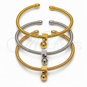 Aro Individual 07.282.0121 Oro Laminado, Diseño de Bola y Cola de Raton, Pulido, Tres Tonos (Grosor 03.4 MM, Talla Unica)