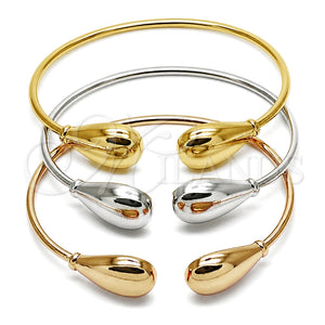 Aro Trio 07.282.0124 Oro Laminado, Diseño de Gota, Pulido, Tres Tonos (Grosor 02.3 MM, Talla Unica)