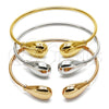 Aro Trio 07.282.0124 Oro Laminado, Diseño de Gota, Pulido, Tres Tonos (Grosor 02.3 MM, Talla Unica)