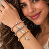 Aro Trio 07.282.0125 Oro Laminado, Diseño de Bola y Niñita Pequeña, con Zirconia Cubica Blanca, Pulido, Tres Tonos (Grosor 04.5 MM, Talla Unica)