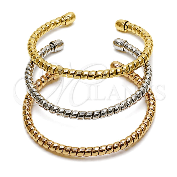 Aro Trio 07.282.0126 Oro Laminado, Diseño de Espiral, Pulido, Tres Tonos (Grosor 04.6 MM, Talla Unica)