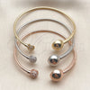 Aro Trio 07.282.0127 Oro Laminado, Diseño de Bola, con Zirconia Cubica Blanca, Pulido, Tres Tonos (Grosor 02.2 MM, Talla Unica)