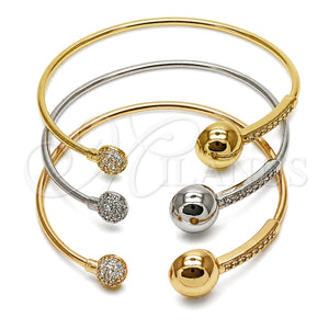 Aro Trio 07.282.0127 Oro Laminado, Diseño de Bola, con Zirconia Cubica Blanca, Pulido, Tres Tonos (Grosor 02.2 MM, Talla Unica)