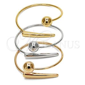 Aro Trio 07.282.0128 Oro Laminado, Diseño de Bola y Oja, Pulido, Tres Tonos (Grosor 02.3 MM, Talla Unica)