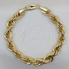 Pulsera Básica 03.419.0025.09 Oro Laminado, Diseño de Rope, Pulido, Tono Dorado (Calibre 260, Grosor 09 MM, 9 Pulgadas de Largo)