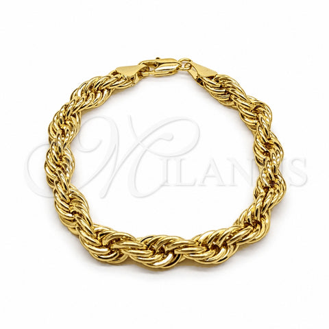 Pulsera Básica 03.419.0025.09 Oro Laminado, Diseño de Rope, Pulido, Tono Dorado (Calibre 260, Grosor 09 MM, 9 Pulgadas de Largo)