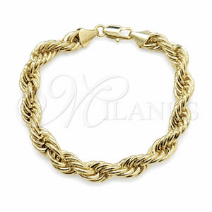 Pulsera Básica 03.419.0025.09 Oro Laminado, Diseño de Rope, Pulido, Tono Dorado (Calibre 260, Grosor 09 MM, 9 Pulgadas de Largo)
