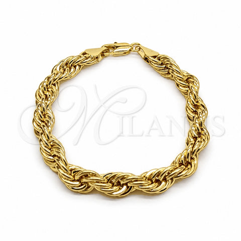 Pulsera Básica 03.419.0025.09 Oro Laminado, Diseño de Rope, Pulido, Tono Dorado (Calibre 260, Grosor 09 MM, 9 Pulgadas de Largo)