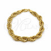 Pulsera Básica 03.419.0025.09 Oro Laminado, Diseño de Rope, Pulido, Tono Dorado (Calibre 260, Grosor 09 MM, 9 Pulgadas de Largo)
