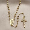 Rosario Fino 09.213.0021.18 Oro Laminado, Diseño de Guadalupe y Crucifijo, Pulido, Tono Dorado
