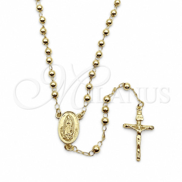 Rosario Fino 09.213.0021.18 Oro Laminado, Diseño de Guadalupe y Crucifijo, Pulido, Tono Dorado