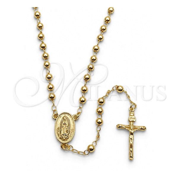 Rosario Fino 09.213.0021.18 Oro Laminado, Diseño de Guadalupe y Crucifijo, Pulido, Tono Dorado