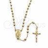 Rosario Fino 09.213.0021.18 Oro Laminado, Diseño de Guadalupe y Crucifijo, Pulido, Tono Dorado