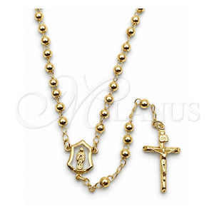 Rosario Fino 09.213.0029.18 Oro Laminado, Diseño de Guadalupe y Crucifijo, Pulido, Tono Dorado
