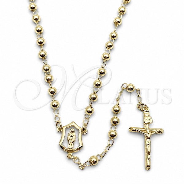 Rosario Fino 09.213.0029.18 Oro Laminado, Diseño de Guadalupe y Crucifijo, Pulido, Tono Dorado