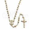 Rosario Fino 09.213.0029.18 Oro Laminado, Diseño de Guadalupe y Crucifijo, Pulido, Tono Dorado