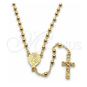 Rosario Fino 09.213.0030.18 Oro Laminado, Diseño de Altagracia y Crucifijo, Pulido, Tono Dorado