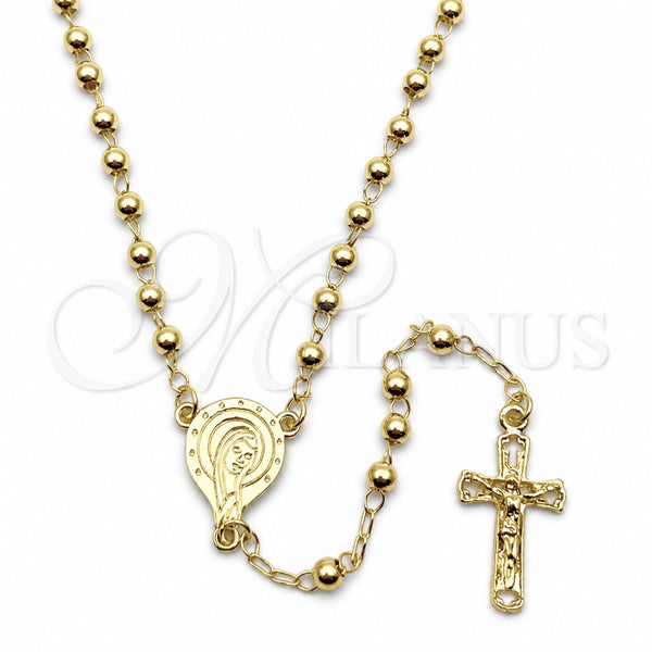 Rosario Fino 09.213.0030.18 Oro Laminado, Diseño de Altagracia y Crucifijo, Pulido, Tono Dorado