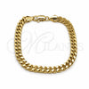 Pulsera Básica 03.419.0025.08 Oro Laminado, Diseño de Miami Cubana, Pulido, Tono Dorado (Calibre 260, Grosor 08 MM, 8 Pulgadas de Largo)