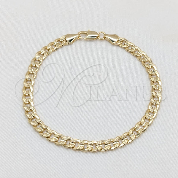 Pulsera Básica 03.419.0028.07 Oro Laminado, Diseño de Miami Cubana, Pulido, Tono Dorado (Calibre 260, Grosor 07 MM, 7 Pulgadas de Largo)