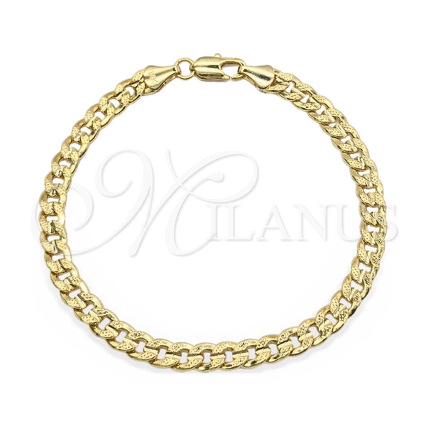 Pulsera Básica 03.419.0028.07 Oro Laminado, Diseño de Miami Cubana, Pulido, Tono Dorado (Calibre 260, Grosor 07 MM, 7 Pulgadas de Largo)
