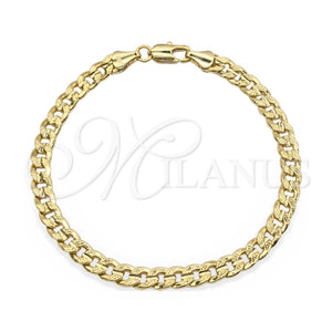 Pulsera Básica 03.419.0028.07 Oro Laminado, Diseño de Miami Cubana, Pulido, Tono Dorado (Calibre 260, Grosor 07 MM, 7 Pulgadas de Largo)