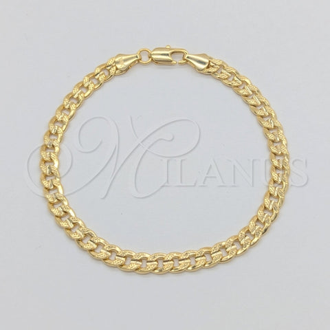 Pulsera Básica 03.419.0028.07 Oro Laminado, Diseño de Miami Cubana, Pulido, Tono Dorado (Calibre 260, Grosor 07 MM, 7 Pulgadas de Largo)