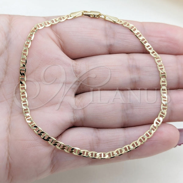 Pulsera Básica 03.419.0029.07 Oro Laminado, Diseño de Mariner, Pulido, Tono Dorado (Calibre 260, Grosor 07 MM, 7 Pulgadas de Largo)