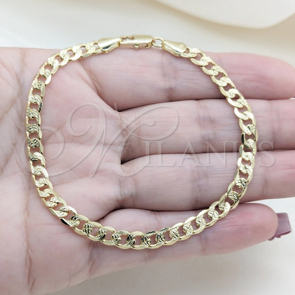 Pulsera Básica 03.419.0030.07 Oro Laminado, Diseño de Miami Cubana, Pulido, Tono Dorado (Calibre 260, Grosor 07 MM, 7 Pulgadas de Largo)