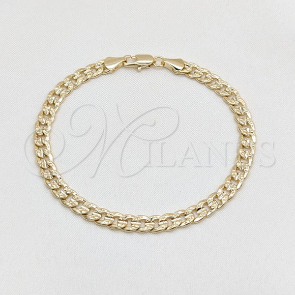 Pulsera Básica 03.419.0031.07 Oro Laminado, Diseño de Miami Cubana, Pulido, Tono Dorado (Calibre 260, Grosor 07 MM, 7 Pulgadas de Largo)