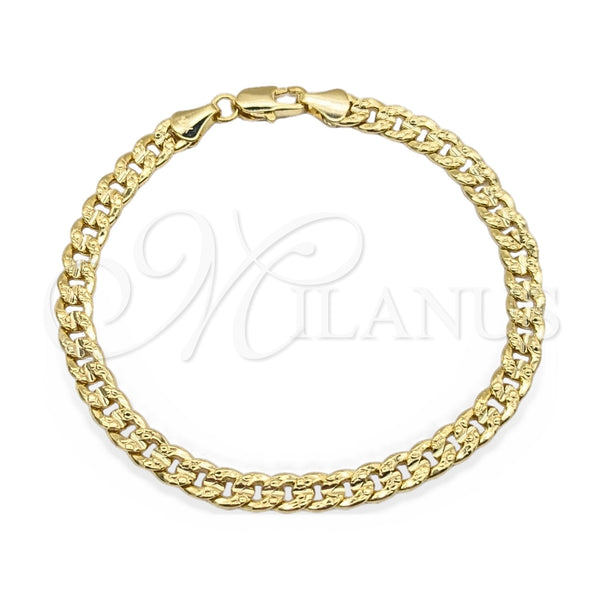 Pulsera Básica 03.419.0031.07 Oro Laminado, Diseño de Miami Cubana, Pulido, Tono Dorado (Calibre 260, Grosor 07 MM, 7 Pulgadas de Largo)